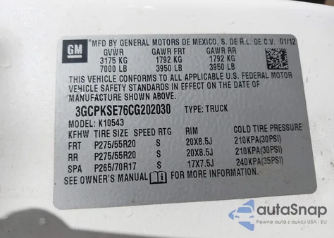 2012 Chevrolet Silverado 1500 Lt from USA, damaged, VIN 3GCPKSE76CG202030